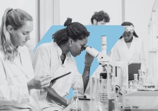 Quality team members review lab samples