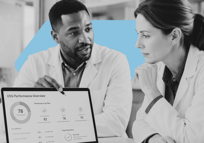 Featured image: Life Sciences and ESG team members reviewing their Community of Practice setup 