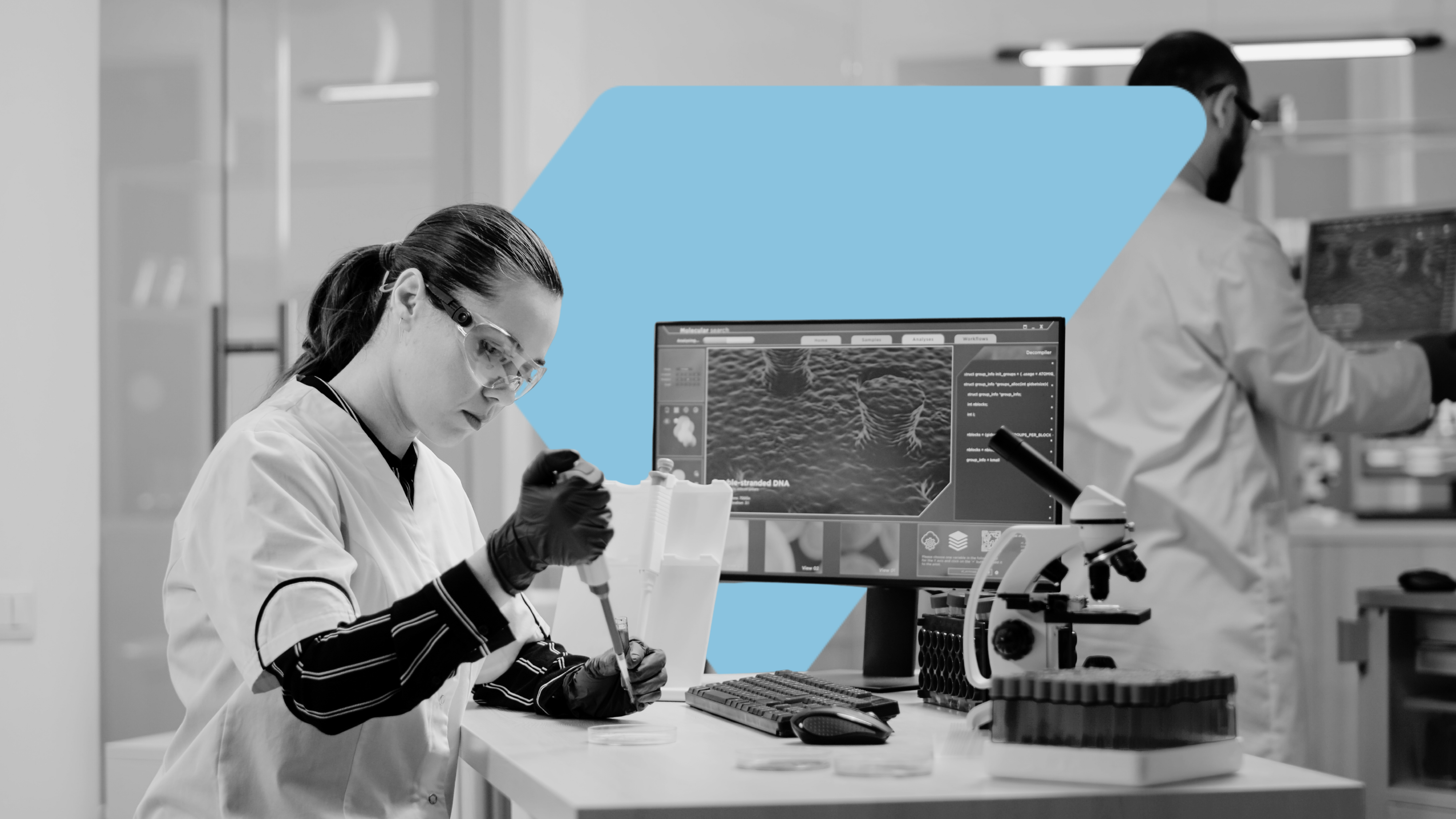 Featured image: Life Sciences expert running test on sample to ensure it meets quality and compliance standards 